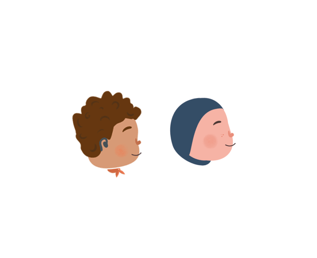 Illustration de deux enfants musulmans inclusifs, dont un enfant noir