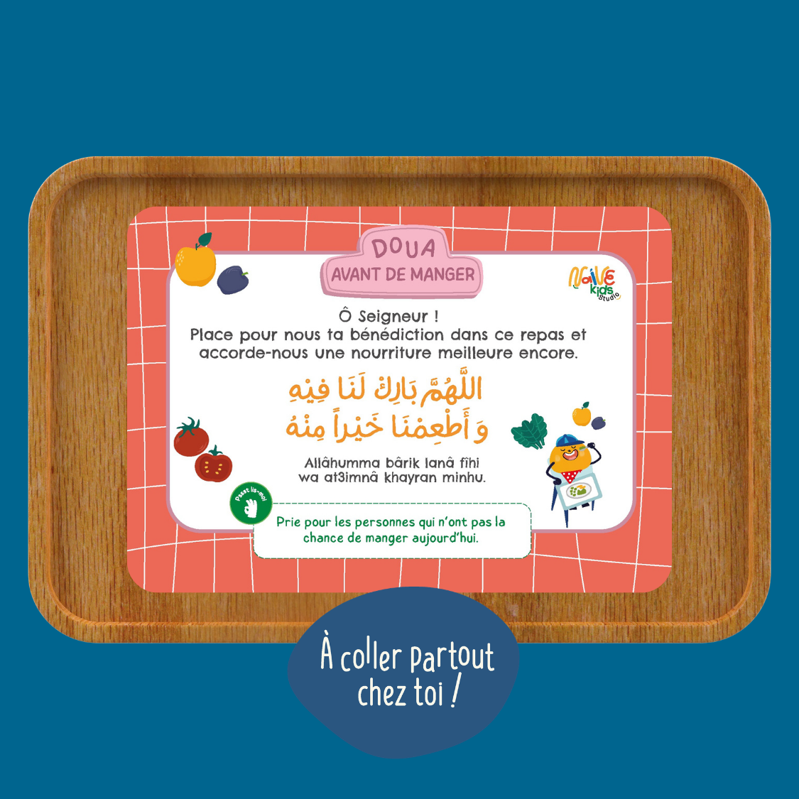Sticker d'invocation illustré en arabe et français