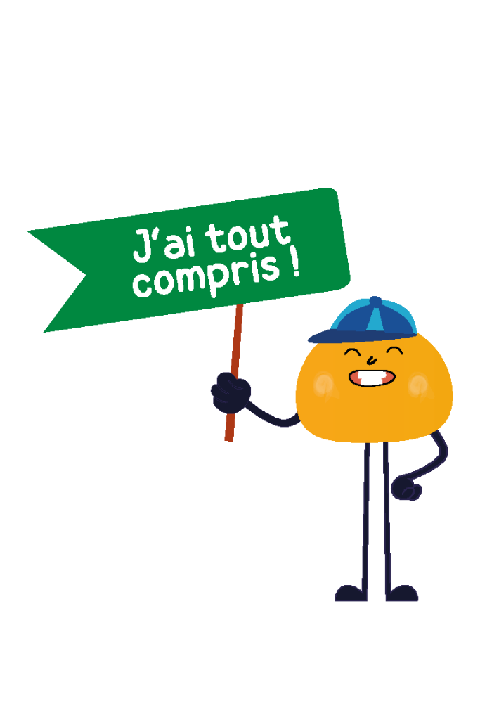 Mascotte Naïve Kids avec panneau J'ai tout compris